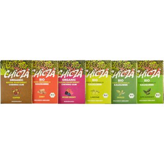 CHICZA® Bio-Kaugummi 1 x 6er Set alle Sorten, 6 x30 g
