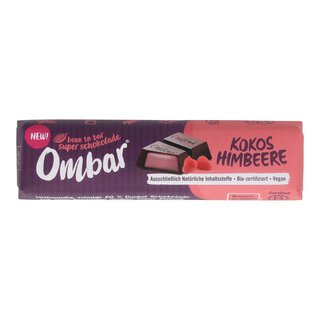 OMBAR Kokos Himbeere Bio Rohschokoladen Riegel 42g