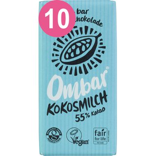 Ombar® 10er Pack Kokosmilch Bio Roh-Schokolade, 10 x 35 g