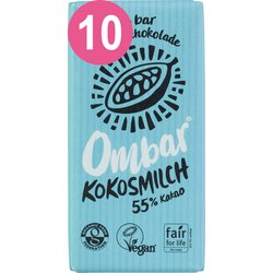 Ombar® 10er Pack Kokosmilch Bio Roh-Schokolade, 10 x 35 g